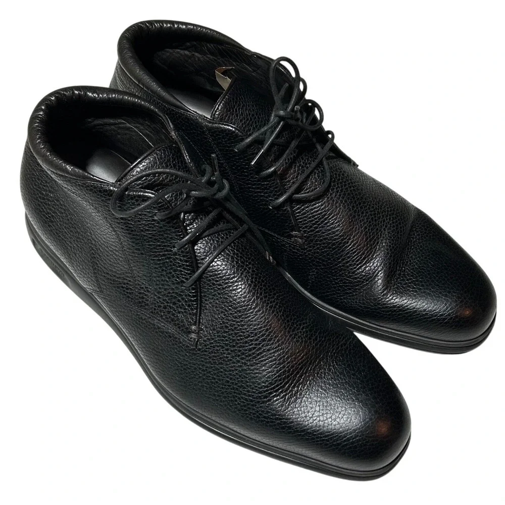 A. Testoni Mens Black Pebbled Leather Chukka Boots Made in Italy‎ Size 11